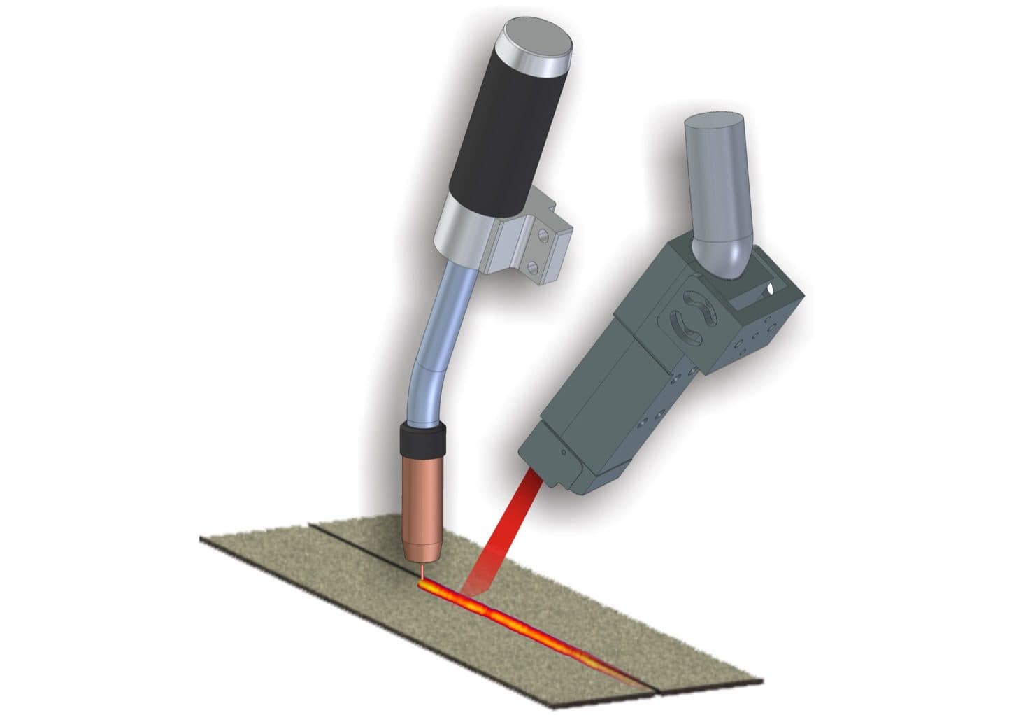 ThermoProfileScanner measuring head in industrial use on a tube welding line